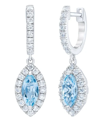 Aquamarine and Diamond 14kt White Gold Earrings