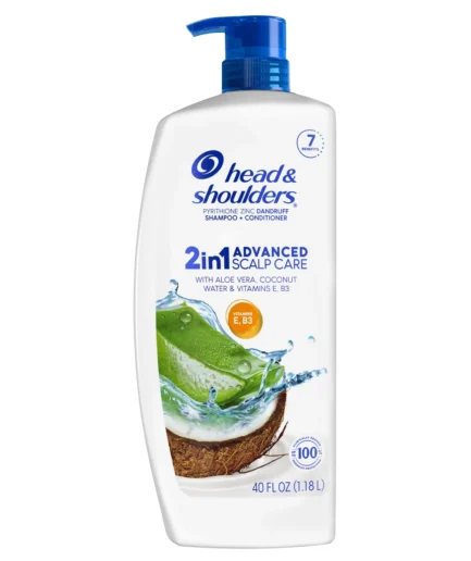 Head & Shoulders 2-in-1 Dandruff Shampoo and Conditioner Advanced Scalp Care with Aloe Vera, Coconut Water & Vitamins, 40 fl oz