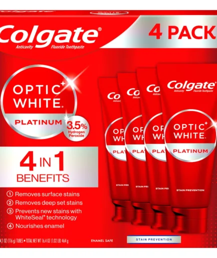 Colgate Optic White Platinum Toothpaste, 4.1 oz, 4-pack