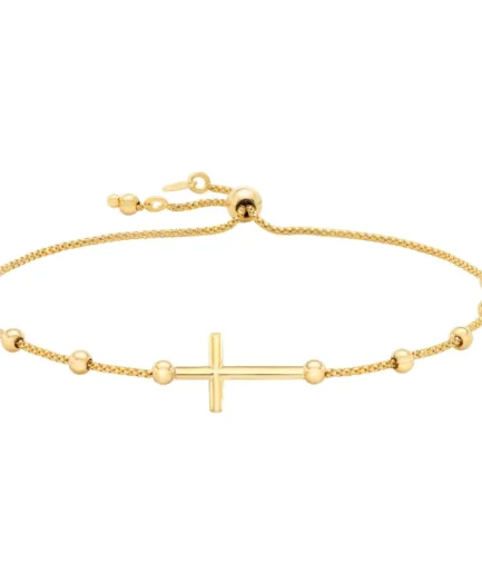 14kt Yellow Gold Cross Bolo Bracelet