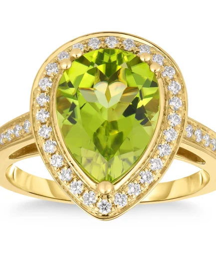 Peridot and Diamond 14kt Yellow Gold Ring
