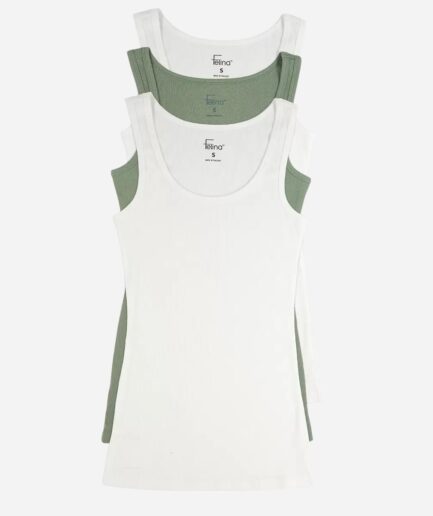 Jezebel Ladies Ribbed Vest 3 Pack in White