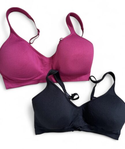 Carole Hochman Seamless Comfort Wire Free Bras 2 Pack Size Medium Burgundy Black