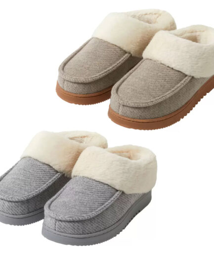 ###Dearfoam's “Total Comfort” Women’s Memory Foam Clog Slipper (Light Heather Grey / Oatmeal))