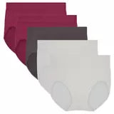 Carole Hochman Seamless Brief 5 Pack in White, Grey & Pink, Large